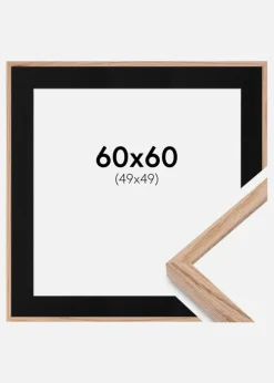 Ramme E-Line Eg 60x60 cm - Passepartout Sort 50x50 cm