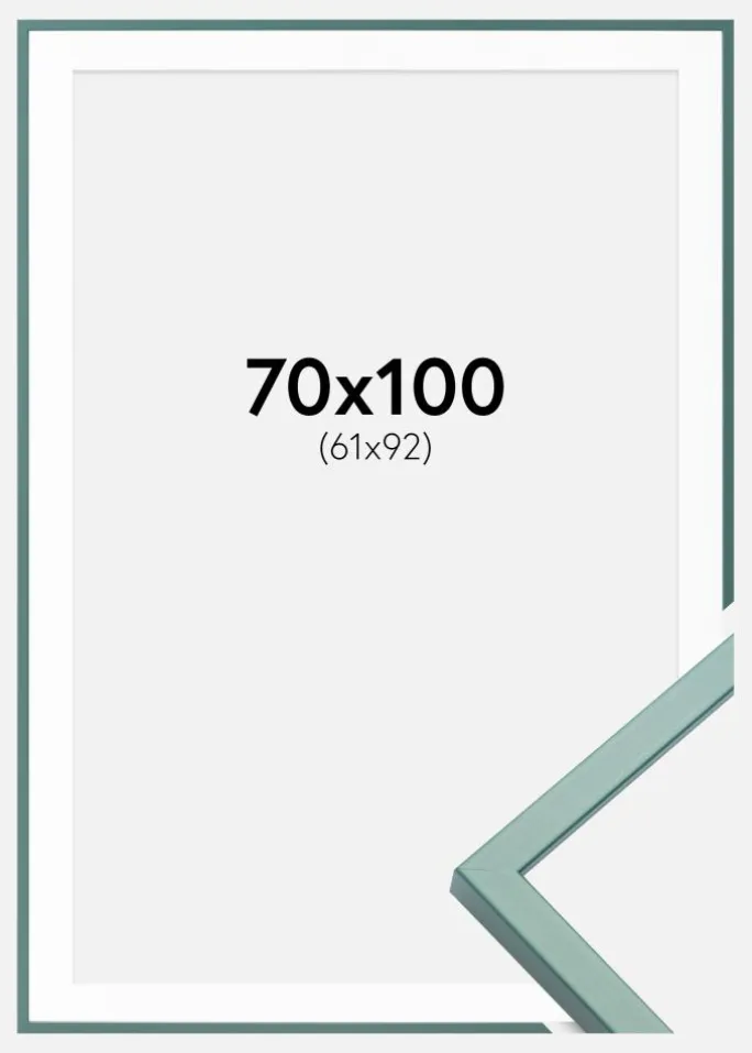 Ramme E-Line Grøn 70x100 cm - Passepartout Hvid 62x93 cm