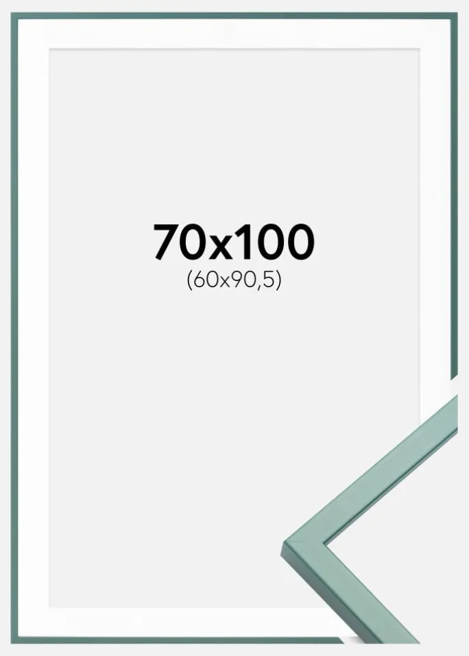 Ramme E-Line Grøn 70x100 cm - Passepartout Hvid 61x91,5 cm