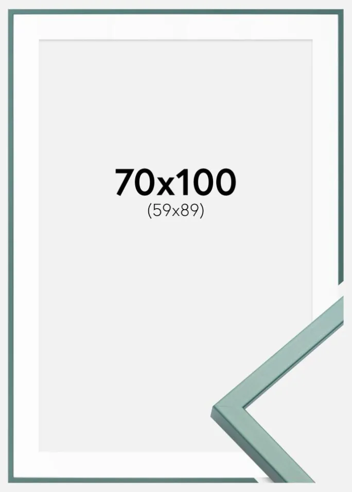 Ramme E-Line Grøn 70x100 cm - Passepartout Hvid 60x90 cm