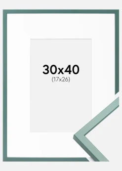 Ramme E-Line Grøn 30x40 cm - Passepartout Hvid 18x27 cm