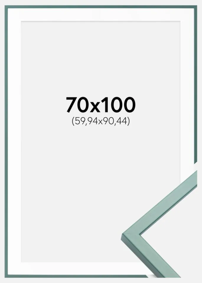 Ramme E-Line Grøn 70x100 cm - Passepartout Hvid 24x36 inches