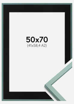 Ramme E-Line Grøn 50x70 cm - Passepartout Sort 42x59,4 cm (A2)