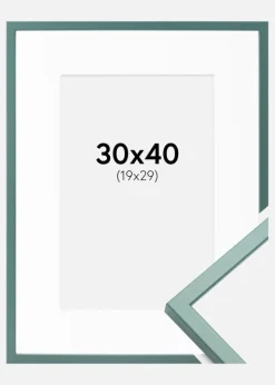 Ramme E-Line Grøn 30x40 cm - Passepartout Hvid 20x30 cm