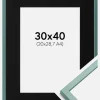 Ramme E-Line Grøn 30x40 cm - Passepartout Sort 21x29,7 cm (A4)