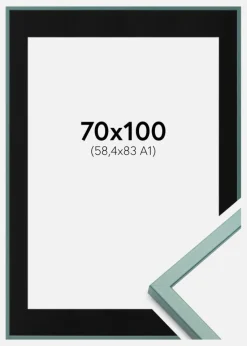 Ramme E-Line Grøn 70x100 cm - Passepartout Sort 59,4x84 cm (A1)
