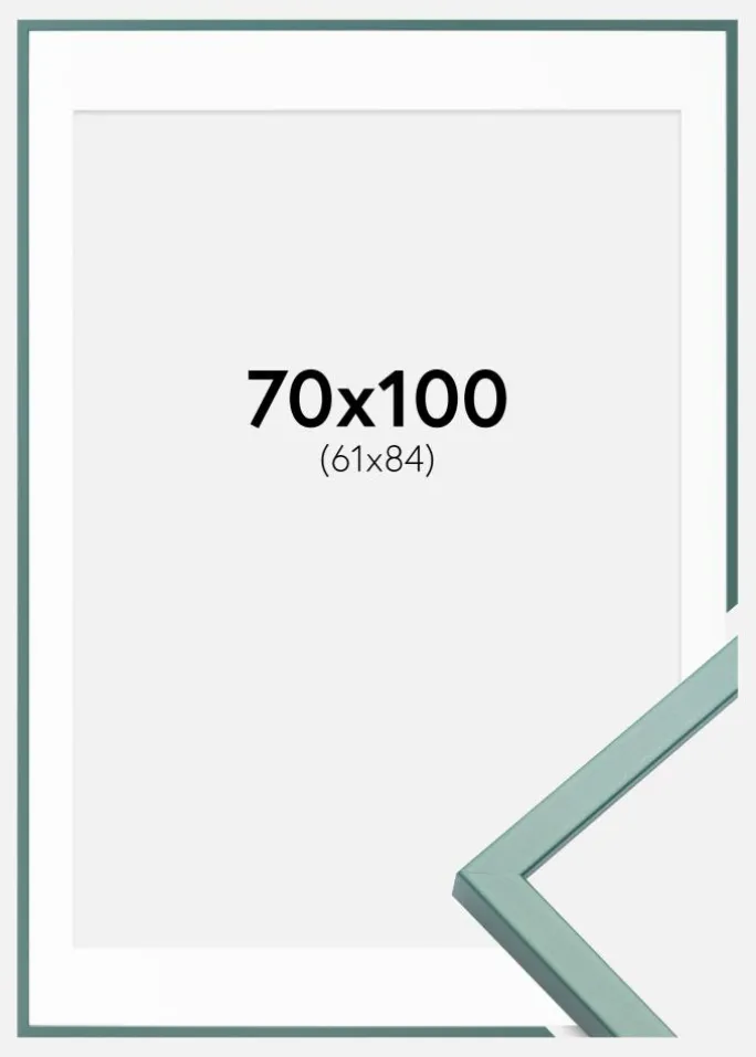 Ramme E-Line Grøn 70x100 cm - Passepartout Hvid 62x85 cm
