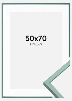 Ramme E-Line Grøn 50x70 cm - Passepartout Hvid 40x60 cm
