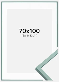 Ramme E-Line Grøn 70x100 cm - Passepartout Hvid 59,4x84 cm (A1)