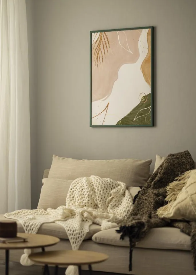 Ramme E-Line Grøn 70x100 cm - Passepartout Hvid 59,4x84 cm (A1)