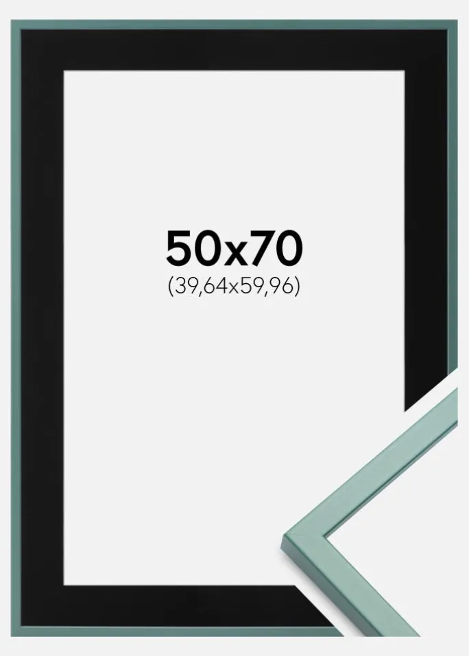 Ramme E-Line Grøn 50x70 cm - Passepartout Sort 16x24 inches