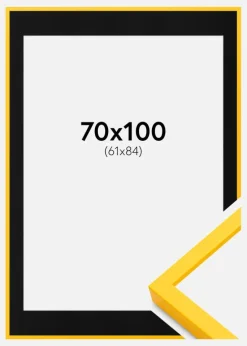 Ramme E-Line Gul 70x100 cm - Passepartout Sort 62x85 cm