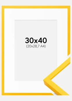 Ramme E-Line Gul 30x40 cm - Passepartout Hvid 21x29,7 cm (A4)