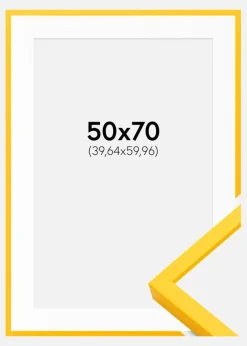 Ramme E-Line Gul 50x70 cm - Passepartout Hvid 16x24 inches