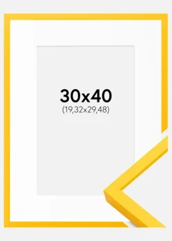 Ramme E-Line Gul 30x40 cm - Passepartout Hvid 8x12 inches