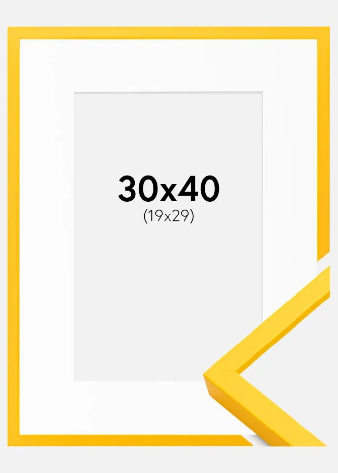 Ramme E-Line Gul 30x40 cm - Passepartout Hvid 20x30 cm