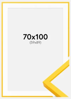 Ramme E-Line Gul 70x100 cm - Passepartout Hvid 60x90 cm