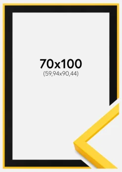 Ramme E-Line Gul 70x100 cm - Passepartout Sort 24x36 inches