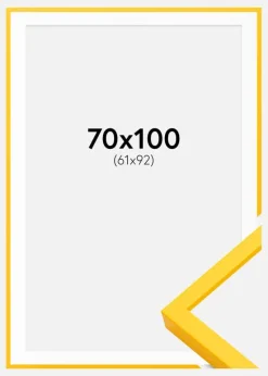 Ramme E-Line Gul 70x100 cm - Passepartout Hvid 62x93 cm