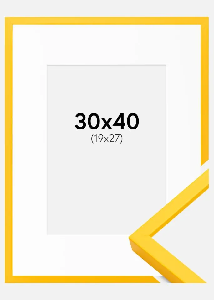 Ramme E-Line Gul 30x40 cm - Passepartout Hvid 20x28 cm