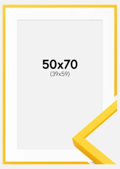 Ramme E-Line Gul 50x70 cm - Passepartout Hvid 40x60 cm