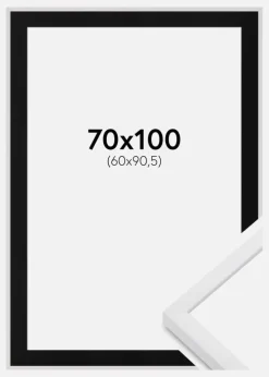 Ramme E-Line Hvid 70x100 cm - Passepartout Sort 61x91,5 cm