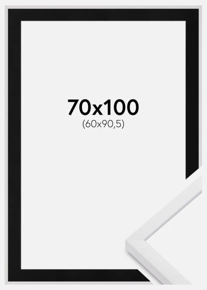 Ramme E-Line Hvid 70x100 cm - Passepartout Sort 61x91,5 cm