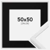 Ramme E-Line Hvid 50x50 cm - Passepartout Sort 35x35 cm