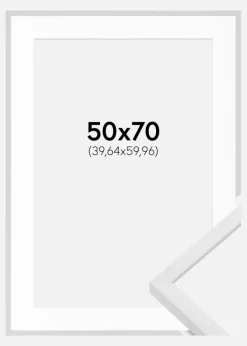 Ramme E-Line Hvid 50x70 cm - Passepartout Hvid 16x24 inches