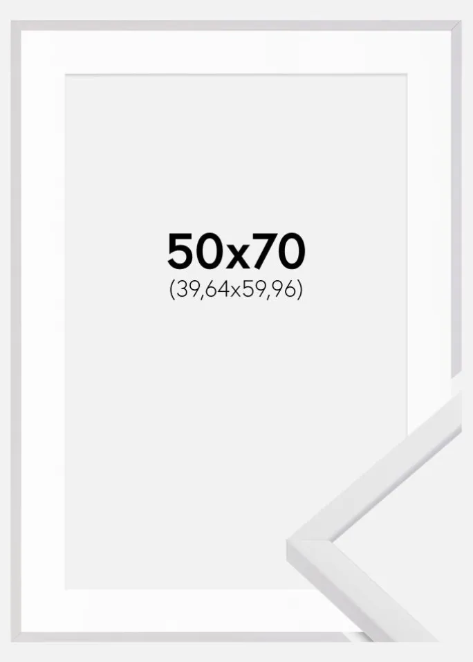 Ramme E-Line Hvid 50x70 cm - Passepartout Hvid 16x24 inches