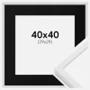 Ramme E-Line Hvid 40x40 cm - Passepartout Sort 30x30 cm