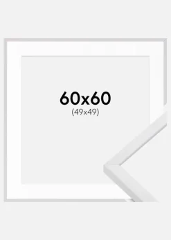 Ramme E-Line Hvid 60x60 cm - Passepartout Hvid 50x50 cm