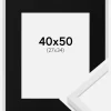 Ramme E-Line Hvid 40x50 cm - Passepartout Sort 28x35 cm