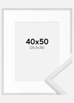 Ramme E-Line Hvid 40x50 cm - Passepartout Hvid 27,5x37 cm
