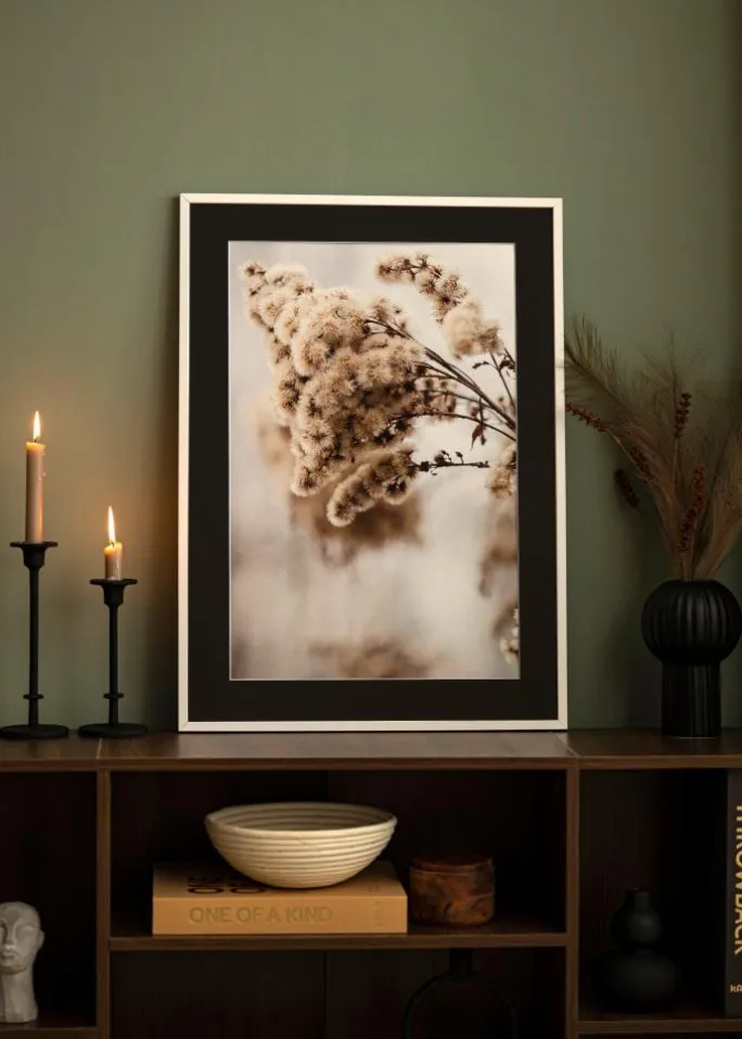 Ramme E-Line Hvid 30x40 cm - Passepartout Sort 8x12 inches