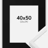 Ramme E-Line Hvid 40x50 cm - Passepartout Sort 27x35 cm