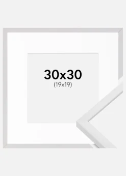 Ramme E-Line Hvid 30x30 cm - Passepartout Hvid 20x20 cm