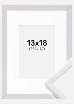 Ramme E-Line Hvid 13x18 cm - Passepartout Hvid 3,5x5 inches