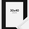 Ramme E-Line Hvid 30x40 cm - Passepartout Sort 21x30 cm