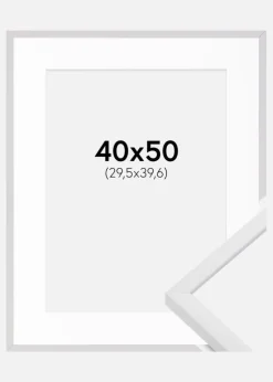 Ramme E-Line Hvid 40x50 cm - Passepartout Hvid 12x16 inches