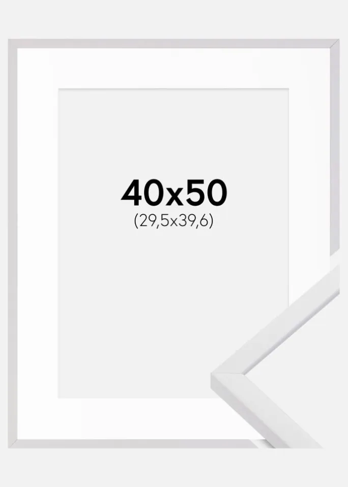 Ramme E-Line Hvid 40x50 cm - Passepartout Hvid 12x16 inches