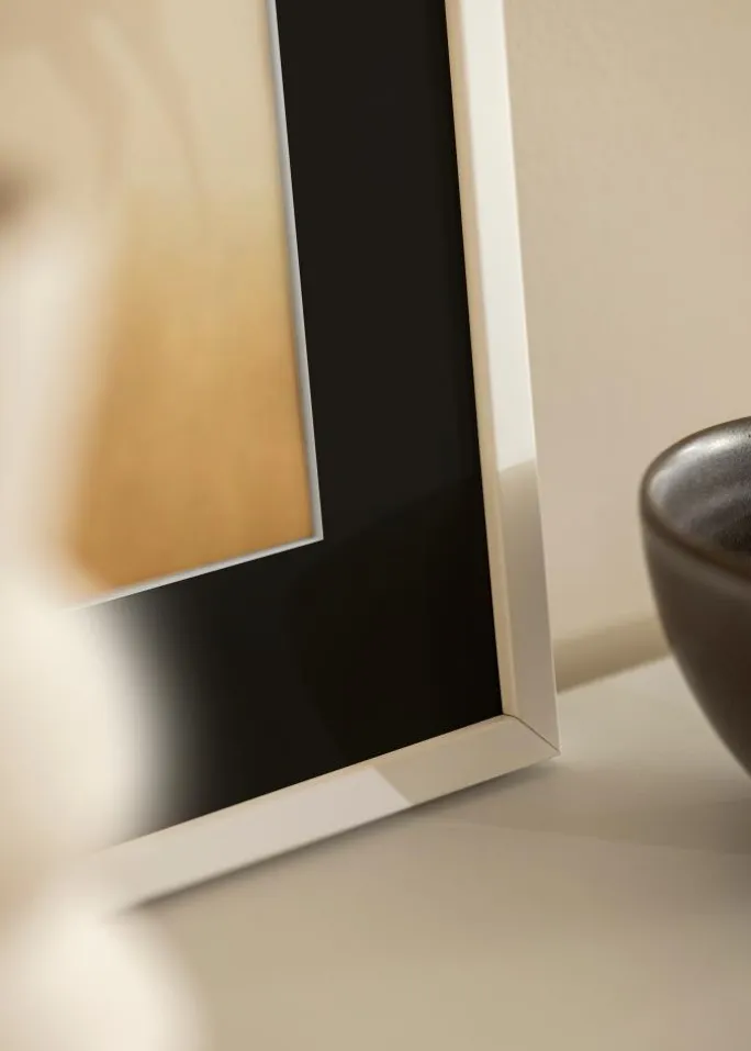 Ramme E-Line Hvid 40x40 cm - Passepartout Sort 10x10 inches