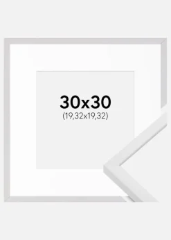 Ramme E-Line Hvid 30x30 cm - Passepartout Hvid 8x8 inches