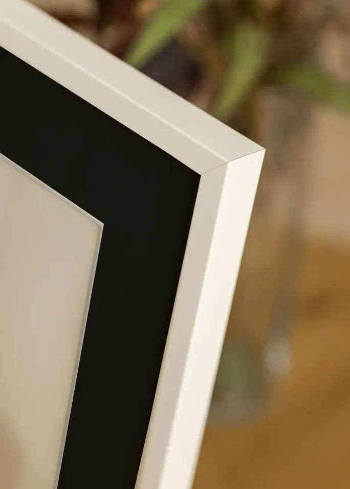 Ramme E-Line Hvid 60x60 cm - Passepartout Sort 50x50 cm