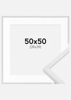 Ramme E-Line Hvid 50x50 cm - Passepartout Hvid 40x40 cm