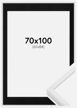 Ramme E-Line Hvid 70x100 cm - Passepartout Sort 62x85 cm