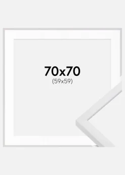 Ramme E-Line Hvid 70x70 cm - Passepartout Hvid 60x60 cm