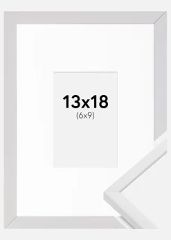Ramme E-Line Hvid 13x18 cm - Passepartout Hvid 7x10 cm