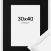 Ramme E-Line Hvid 30x40 cm - Passepartout Sort 20x28 cm
