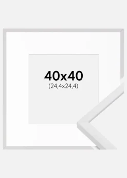 Ramme E-Line Hvid 40x40 cm - Passepartout Hvid 10x10 inches